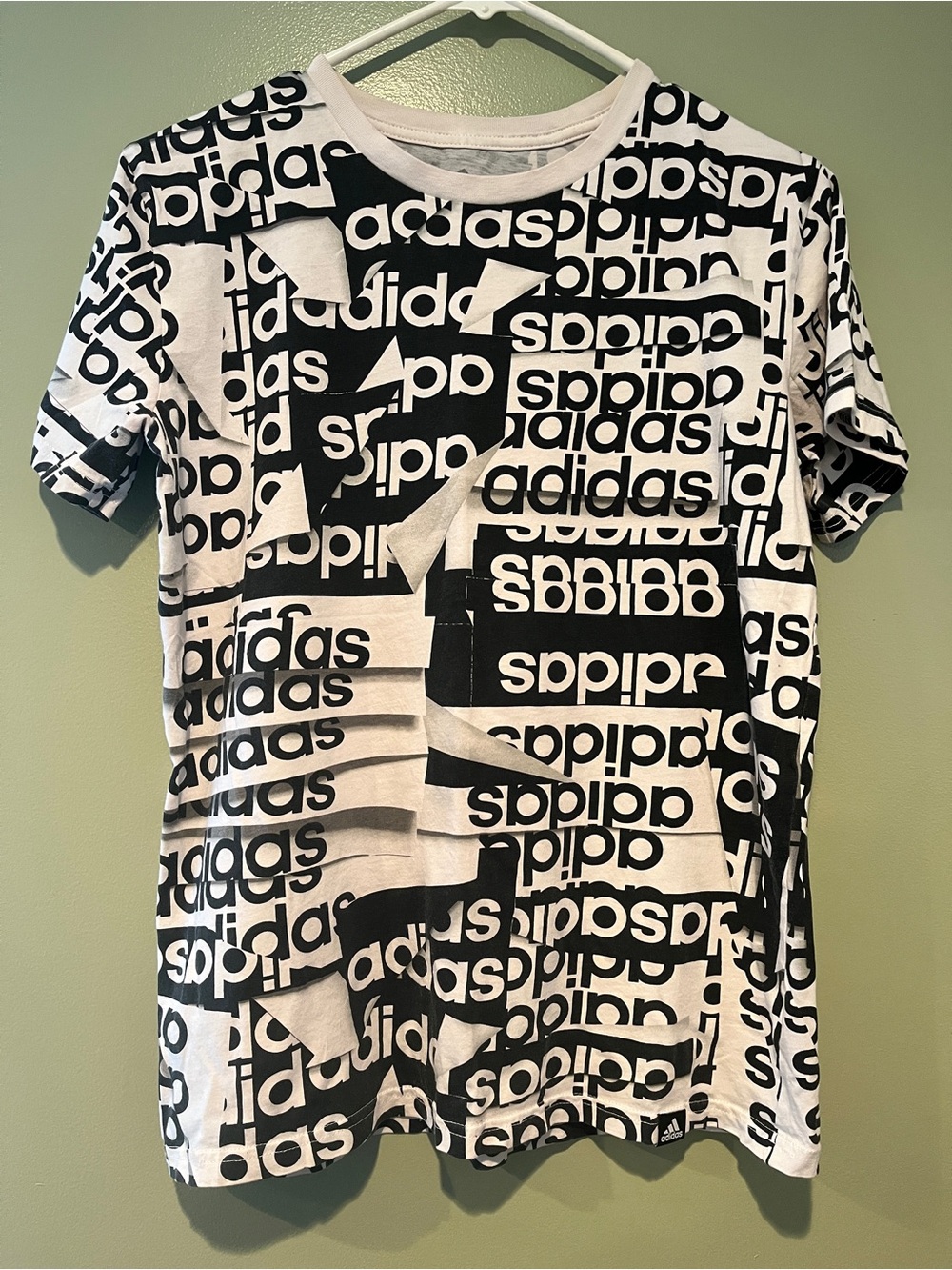 adidas Black White All-Over Logo Graphic Tee
